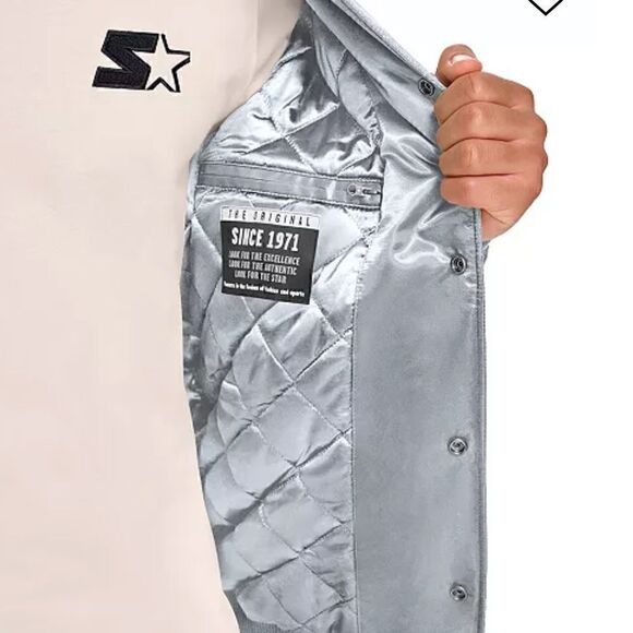Men's Classic-Fit Tonal Satin Varsity Bomber Jacket - Picture 5 of 6